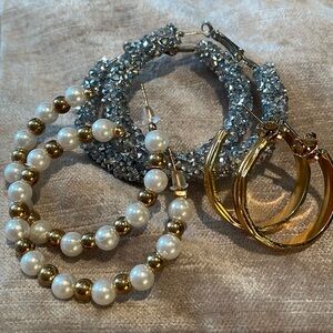 Festive Hoop Earrings Bundle 3 pairs